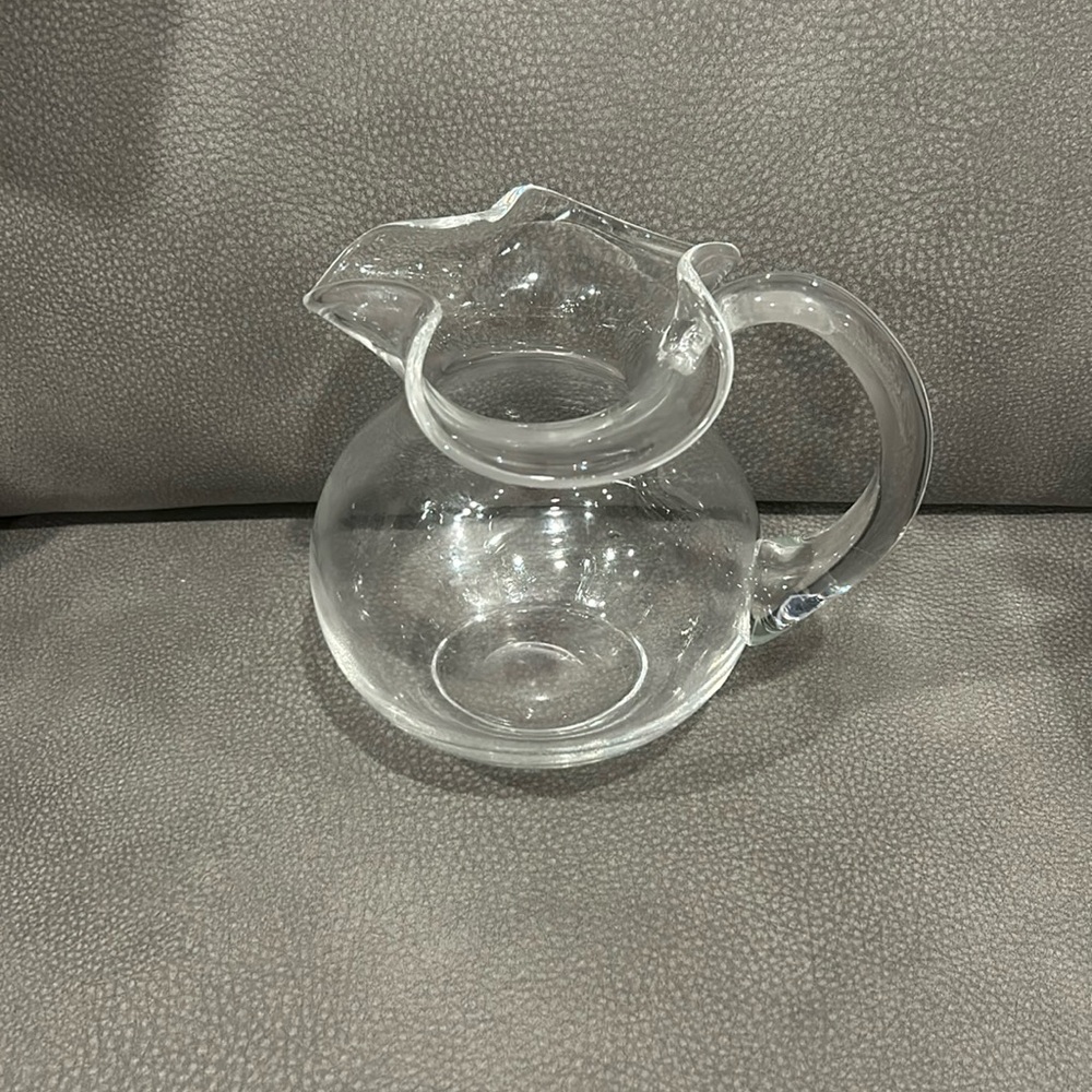 Tiffany & Co Clear Crystal 48 Oz Water Pitcher w/Ruffled Rim. Etched on Bottom